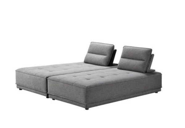 HomeRoots Gray Contemporary L-Shaped Two-Piece Sofa & Chaise - Durable Polyester, Plush Comfort, Modular Design 473577