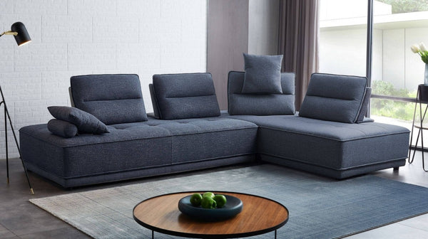 HomeRoots Blue Modern L-Shaped Two-Piece Sofa with Reversible Chaise – Stylish Comfort for Your Living Space 473578