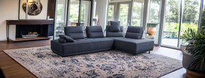 HomeRoots Blue Modern L-Shaped Two-Piece Sofa with Reversible Chaise – Stylish Comfort for Your Living Space 473578