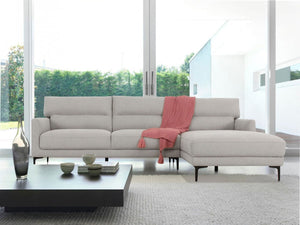 Homeroots Contemporary Dove Gray Squared Edge Right Facing Sectional Sofa   473583