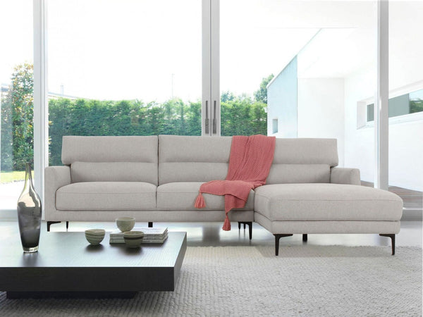Homeroots Contemporary Dove Gray Squared Edge Right Facing Sectional Sofa   473583