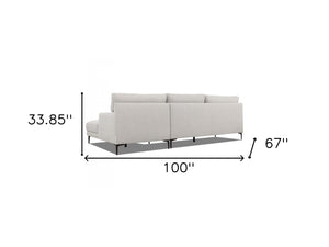 Homeroots Contemporary Dove Gray Squared Edge Right Facing Sectional Sofa   473583