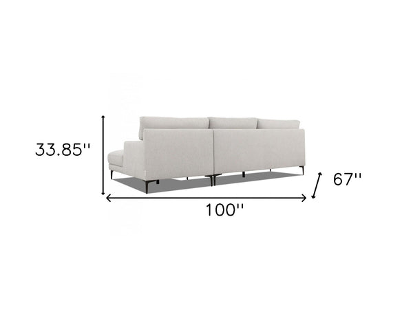 Homeroots Contemporary Dove Gray Squared Edge Right Facing Sectional Sofa   473583