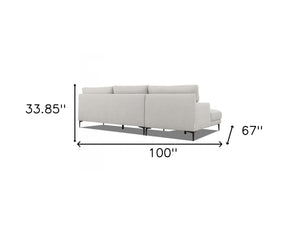 Homeroots Contemporary Dove Gray Squared Edge Left Facing Sectional Sofa   473584