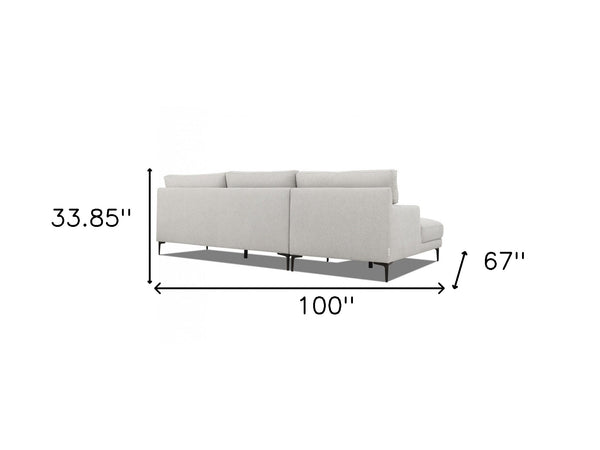 Homeroots Contemporary Dove Gray Squared Edge Left Facing Sectional Sofa   473584