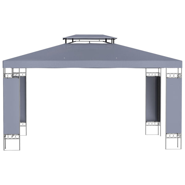 English Elm Outsunny 10' X 13' Double Roof Patio Gazebo Canopy - Stylish Outdoor Shelter For Garden & Entertaining W2225P200638-GIGA