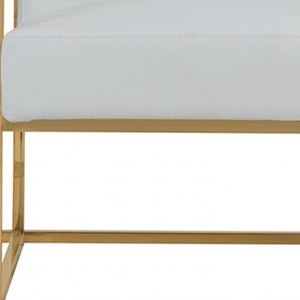 Homeroots 31" White And Gold Faux Leather Lounge Chair   473593