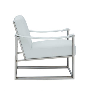 Homeroots Stylish White Leatherette And Steel Chair   473594