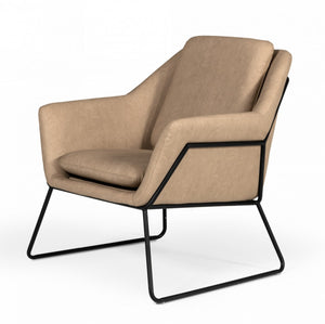 Homeroots Industrial Taupe Faux Leather And Black Accent Chair   473601