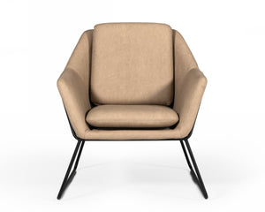 Homeroots Industrial Taupe Faux Leather And Black Accent Chair   473601