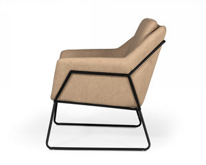 Homeroots Industrial Taupe Faux Leather And Black Accent Chair   473601