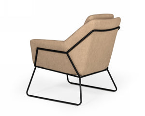 Homeroots Industrial Taupe Faux Leather And Black Accent Chair   473601