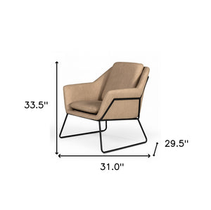 Homeroots Industrial Taupe Faux Leather And Black Accent Chair   473601