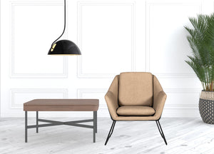 Homeroots Industrial Taupe Faux Leather And Black Accent Chair   473601