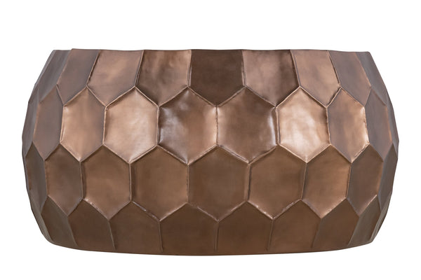 English Elm CT101 Hand‑Hammered Round 32" Coffee Table with Hexagonal Patterned Surface and Timeless Finish Copper B009P295928