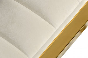 Homeroots Industrial Off White Velvet And Gold Steel Chair   473637