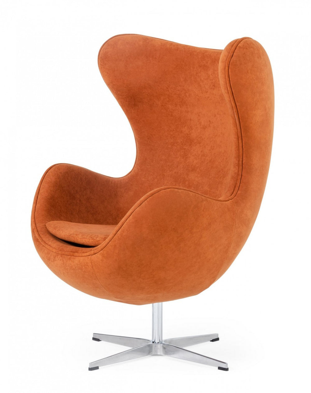 Homeroots Stylish Mid Century Dark Orange Fabric Swivel Accent Chair   473641