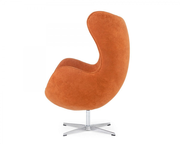 Homeroots Stylish Mid Century Dark Orange Fabric Swivel Accent Chair   473641