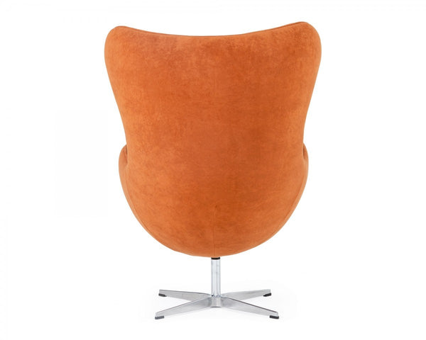 Homeroots Stylish Mid Century Dark Orange Fabric Swivel Accent Chair   473641