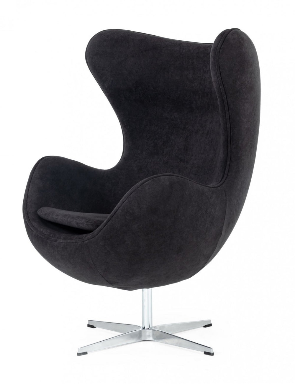 Homeroots Stylish Mid Century Black Fabric Swivel Accent Chair   473642