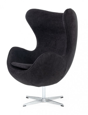 Homeroots Stylish Mid Century Black Fabric Swivel Accent Chair   473642