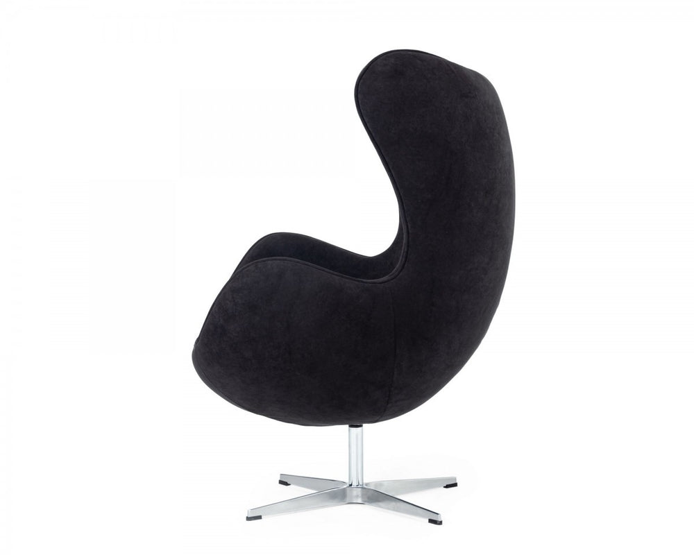 Homeroots Stylish Mid Century Black Fabric Swivel Accent Chair   473642