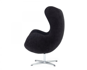 Homeroots Stylish Mid Century Black Fabric Swivel Accent Chair   473642