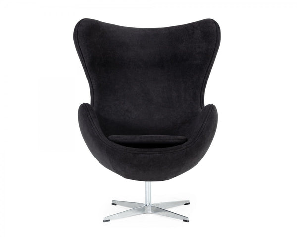 Homeroots Stylish Mid Century Black Fabric Swivel Accent Chair   473642