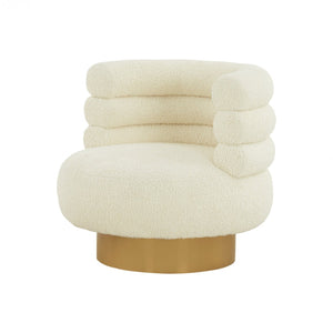 Homeroots Modern Cream Fabric And Gold Accent Chair   473658