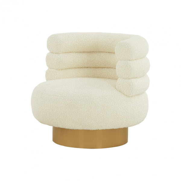 Homeroots Modern Cream Fabric And Gold Accent Chair   473658