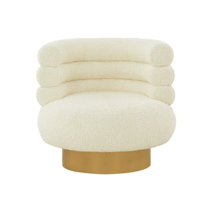 Homeroots Modern Cream Fabric And Gold Accent Chair   473658