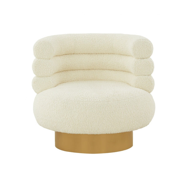 Homeroots Modern Cream Fabric And Gold Accent Chair   473658