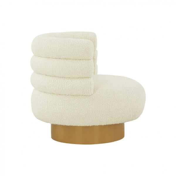 Homeroots Modern Cream Fabric And Gold Accent Chair   473658
