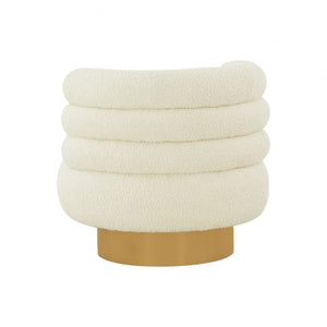 Homeroots Modern Cream Fabric And Gold Accent Chair   473658