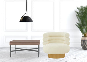 Homeroots Modern Cream Fabric And Gold Accent Chair   473658