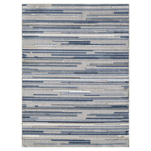 Homeroots 5' X 7' Blue Abstract Stain Resistant Indoor Outdoor Area Rug  Uv,Treated Polypropylene 473661