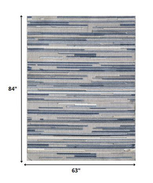 Homeroots 5' X 7' Blue Abstract Stain Resistant Indoor Outdoor Area Rug  Uv,Treated Polypropylene 473661