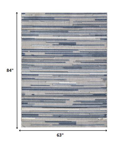 Homeroots 5' X 7' Blue Abstract Stain Resistant Indoor Outdoor Area Rug  Uv,Treated Polypropylene 473661
