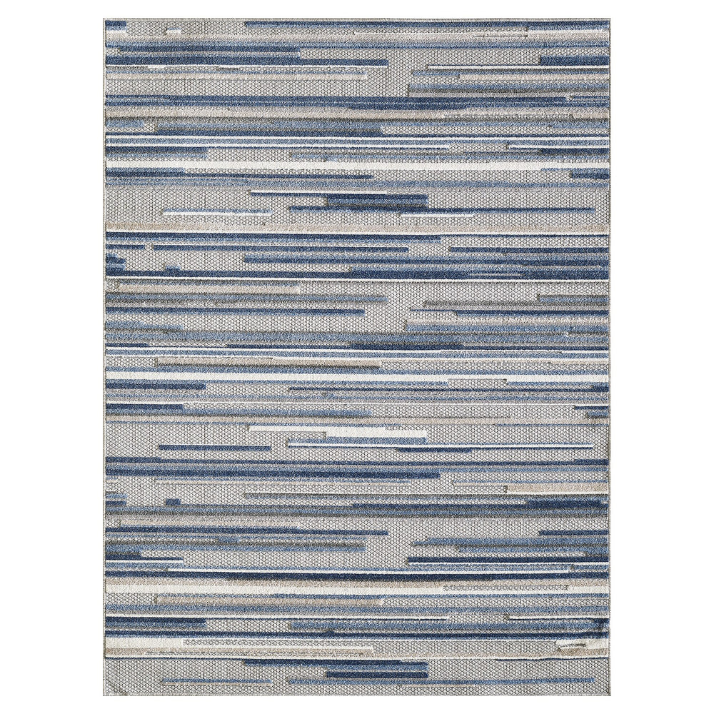 Homeroots 7' X 9' Blue Abstract Stain Resistant Indoor Outdoor Area Rug  Uv,Treated Polypropylene 473662