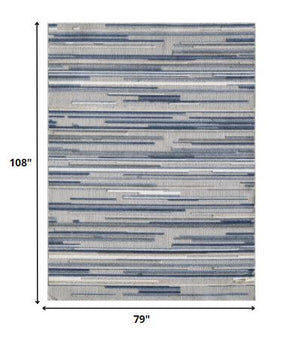 Homeroots 7' X 9' Blue Abstract Stain Resistant Indoor Outdoor Area Rug  Uv,Treated Polypropylene 473662