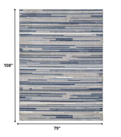 Homeroots 7' X 9' Blue Abstract Stain Resistant Indoor Outdoor Area Rug  Uv,Treated Polypropylene 473662