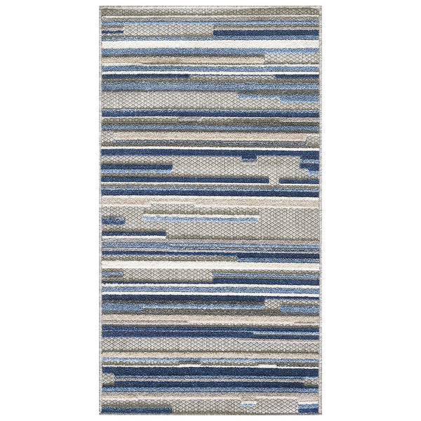 Homeroots 7' X 9' Blue Abstract Stain Resistant Indoor Outdoor Area Rug  Uv,Treated Polypropylene 473662
