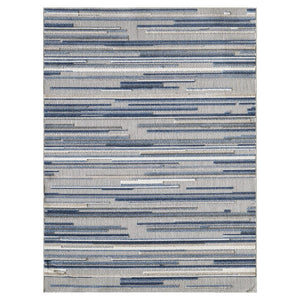 HomeRoots 5' Refreshing Blue Abstract Area Rug - Stain Resistant, Durable & Versatile for Indoor and Outdoor Spaces 7' X 9' Rectangle 473662