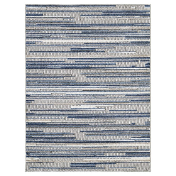 HomeRoots 5' Refreshing Blue Abstract Area Rug - Stain Resistant, Durable & Versatile for Indoor and Outdoor Spaces 7' X 9' Rectangle 473662