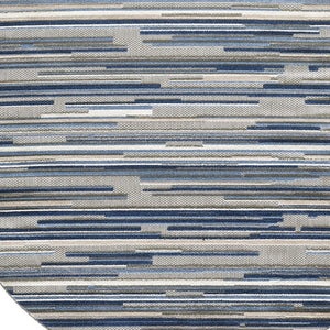 Homeroots 8’ Round Blue Abstract Striped Indoor Outdoor Area Rug  Uv,Treated Polypropylene 473663