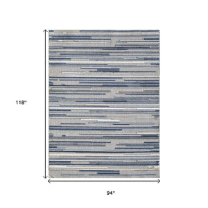 HomeRoots 5' Refreshing Blue Abstract Area Rug - Stain Resistant, Durable & Versatile for Indoor and Outdoor Spaces 8' X 10' Rectangle 473664