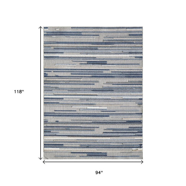 HomeRoots 5' Refreshing Blue Abstract Area Rug - Stain Resistant, Durable & Versatile for Indoor and Outdoor Spaces 8' X 10' Rectangle 473664