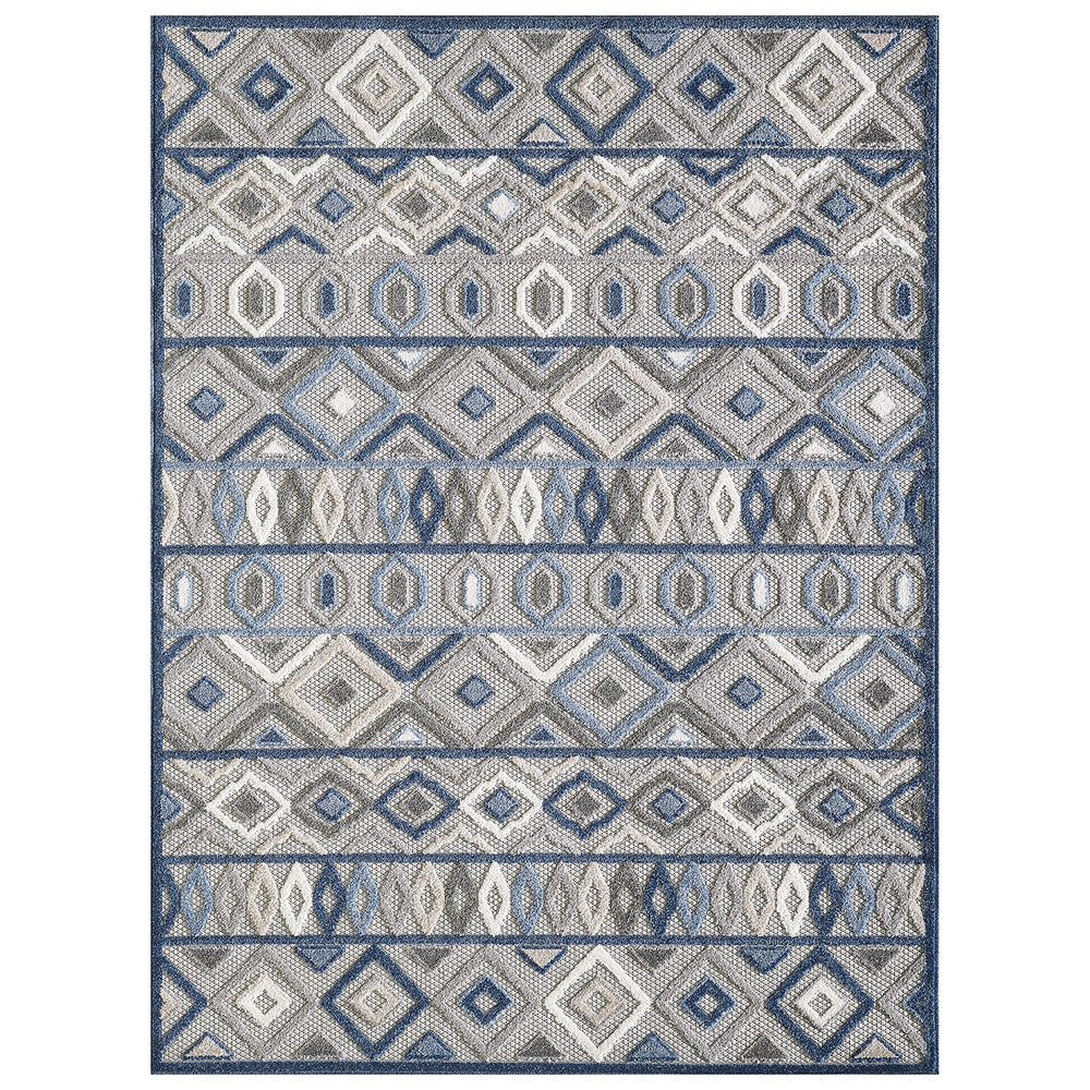 Homeroots 5' X 7' Blue And Gray Abstract Stain Resistant Indoor Outdoor Area Rug  Uv,Treated Polypropylene 473667