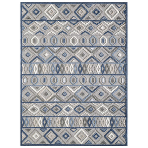 Homeroots 5' X 7' Blue And Gray Abstract Stain Resistant Indoor Outdoor Area Rug  Uv,Treated Polypropylene 473667