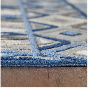 Homeroots 5' X 7' Blue And Gray Abstract Stain Resistant Indoor Outdoor Area Rug  Uv,Treated Polypropylene 473667